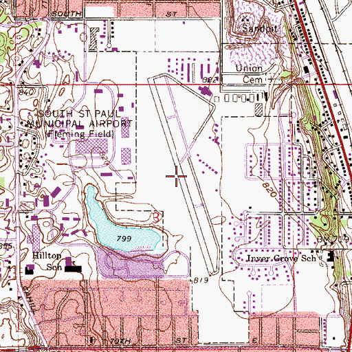 Topographic Map of South St Paul Municipal Airport-Richard E Fleming Field, MN