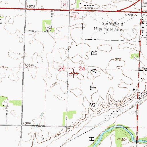 Topographic Map of Springfield Municipal Airport, MN