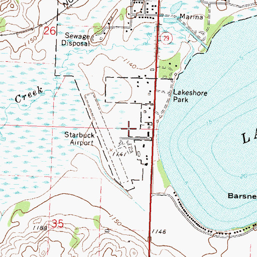 Topographic Map of Starbuck Municipal Airport, MN