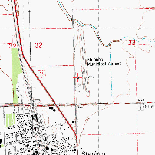 Topographic Map of Stephen Municipal Airport, MN