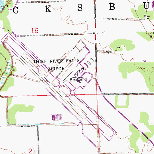 Topographic Map of Thief River Falls Regional Airport, MN