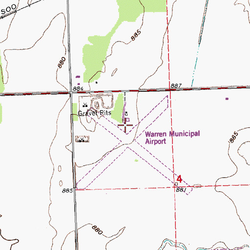 Topographic Map of Warren Municipal Airport, MN