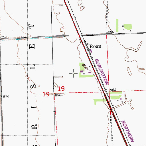 Topographic Map of Roan Airport, MN
