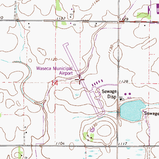 Topographic Map of Waseca Municipal Airport, MN