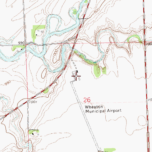 Topographic Map of Wheaton Municipal Airport, MN