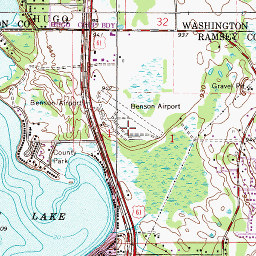 Topographic Map of Benson Airport, MN