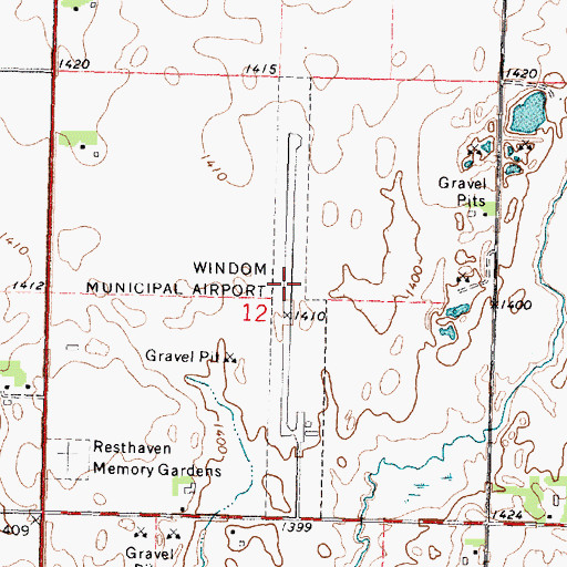 Topographic Map of Windom Municipal Airport, MN