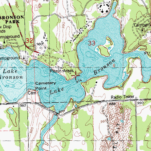 Topographic Map of Lake Bronson, MN
