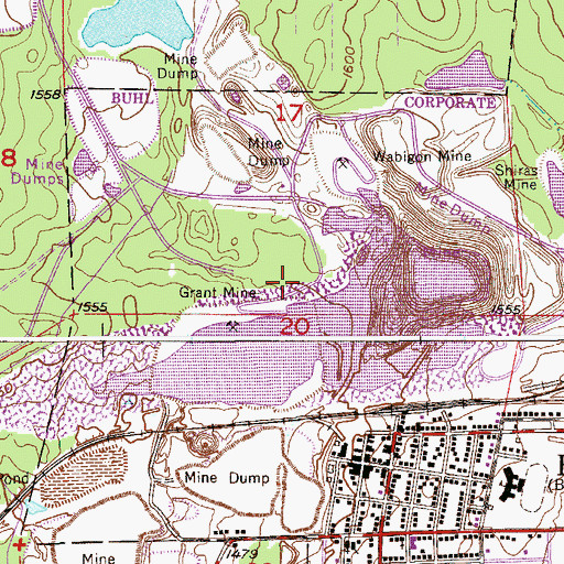 Topographic Map of Grant Mine, MN