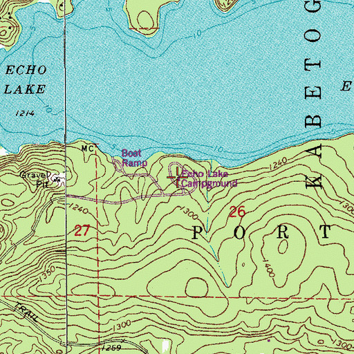 Topographic Map of Echo Lake Campground, MN