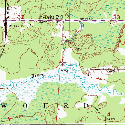 Topographic Map of Britt Creek, MN