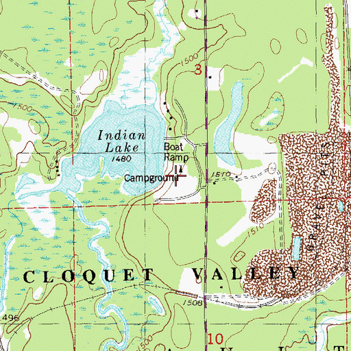 Topographic Map of Indian Lake Campground, MN