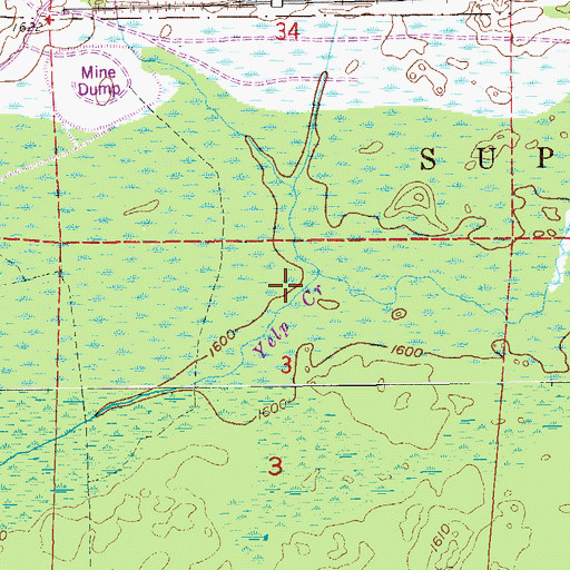 Topographic Map of Yelp Creek, MN