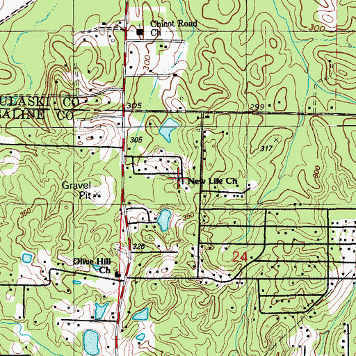 Topographic Map of New Life Church, AR