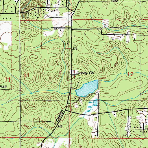 Topographic Map of Trinity Church, AR