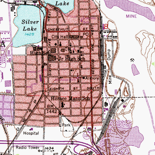 Topographic Map of Johnson School, MN