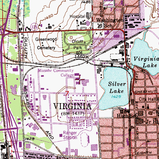 Topographic Map of Mesabi Community College, MN