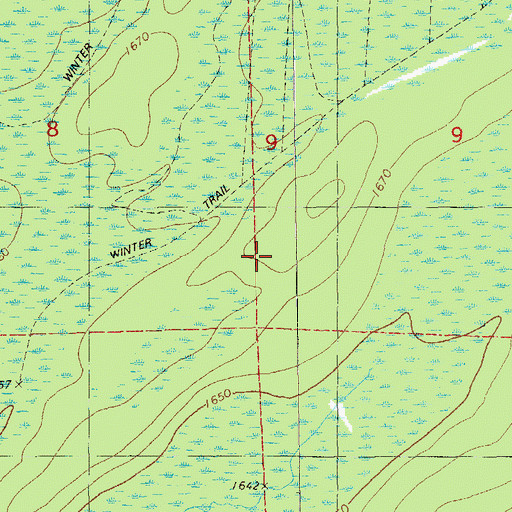 Topographic Map of Seven Beaver Snowmobile Trail, MN