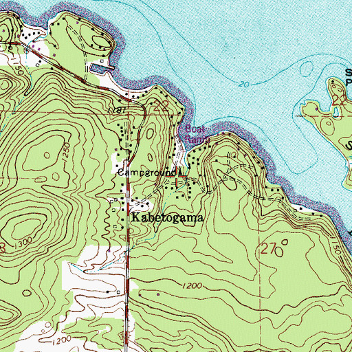 Topographic Map of Kabetogama Campground, MN