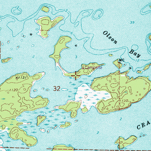 Topographic Map of Diamond Island, MN