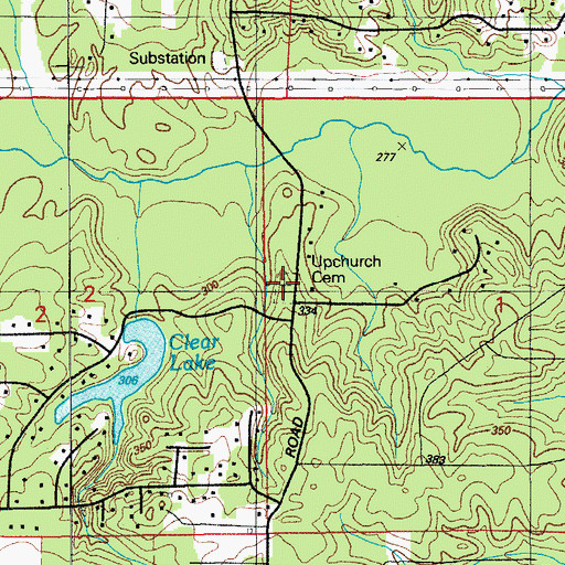 Topographic Map of Upchurch Cemetery, AR