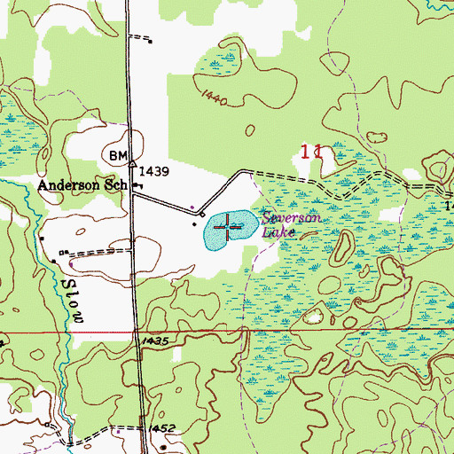 Topographic Map of Severson Lake, MN