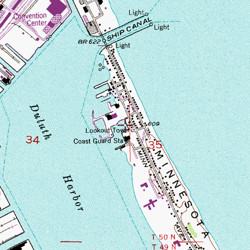 Topographic Map of Duluth Harbor Marina, MN