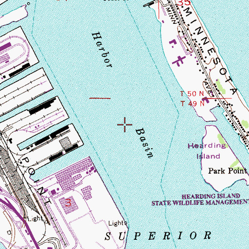 Topographic Map of Duluth Harbor Basin Southern Section, MN