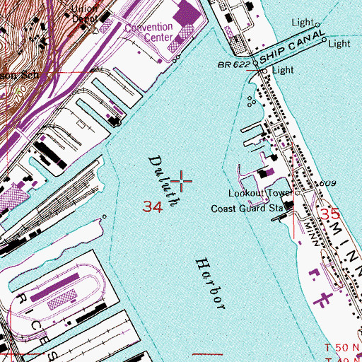 Topographic Map of Duluth Harbor Basin Northern Section, MN