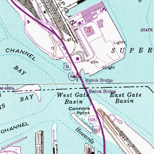 Topographic Map of Blatnik Bridge, MN