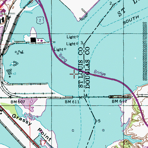Topographic Map of Bong Bridge, MN