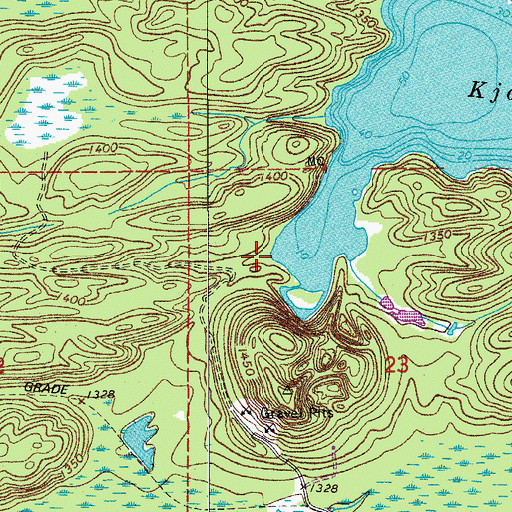 Topographic Map of Kjostad Lake Seaplane Base, MN
