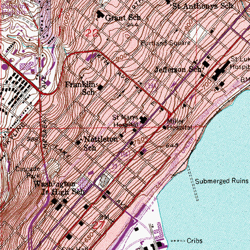 Topographic Map of Saint Marys Hospital Heliport, MN