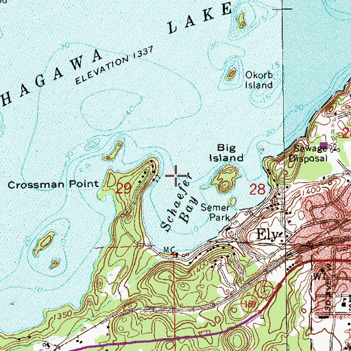 Topographic Map of Shagawa Lake Seaplane Base, MN