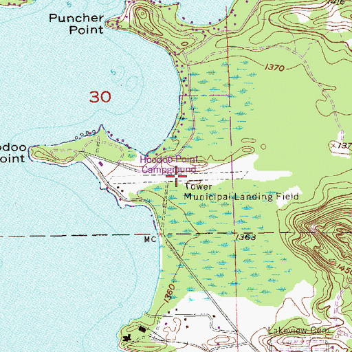 Topographic Map of Tower Municipal Airport, MN