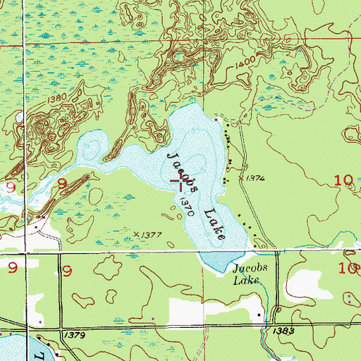 Topographic Map of Jacobs Lake, MN