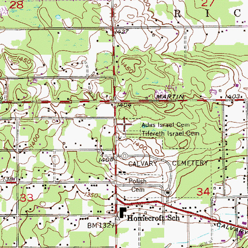 Topographic Map of Adas Israel Cemetery, MN