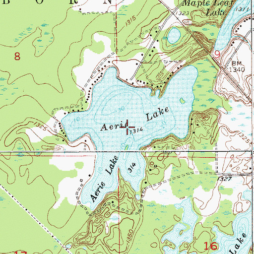 Topographic Map of Aerie Lake, MN