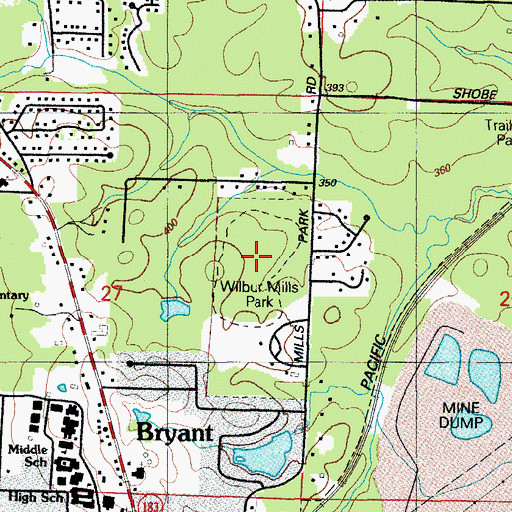 Topographic Map of Wilbur Mills Park, AR
