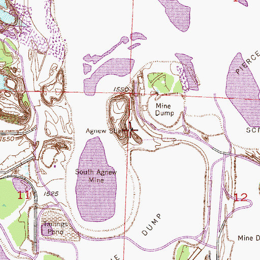 Topographic Map of Agnew Shaft, MN