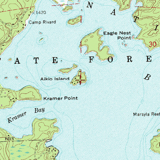 Topographic Map of Aikio Island, MN