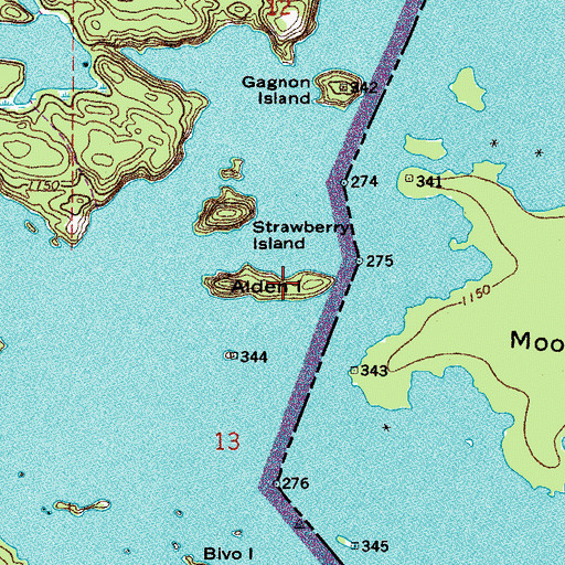 Topographic Map of Alden Island, MN