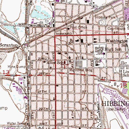 Topographic Map of Alice School, MN
