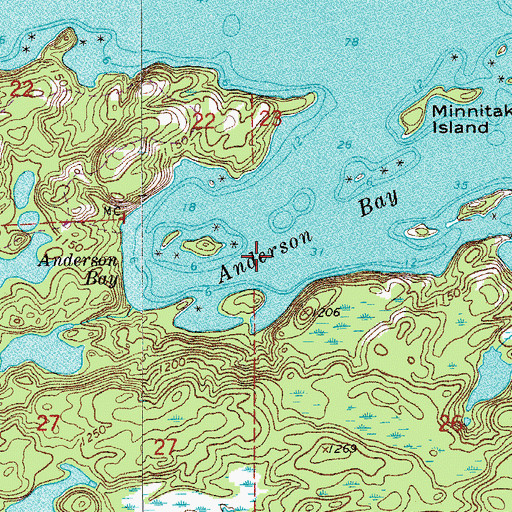 Topographic Map of Anderson Bay, MN