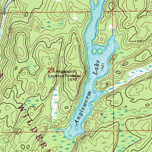 Topographic Map of Angleworm Lookout Tower, MN