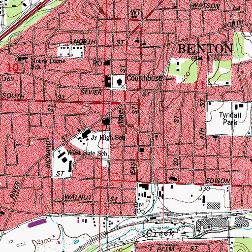 Topographic Map of Benton Fire Department Station 1, AR