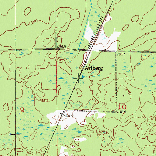 Topographic Map of Arlberg, MN