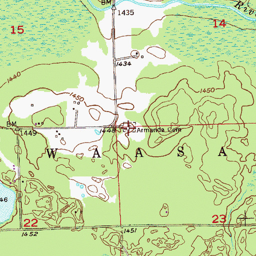Topographic Map of Armanda Cemetery, MN