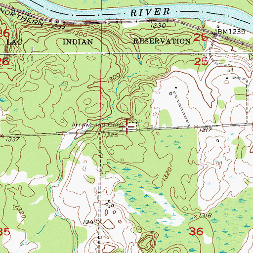 Topographic Map of Arrowhead Cemetery, MN