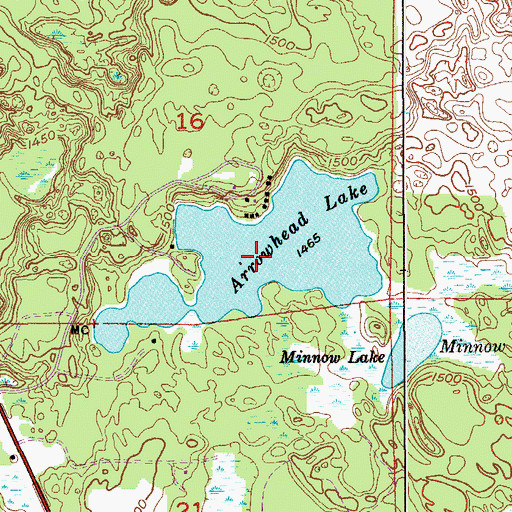 Topographic Map of Arrowhead Lake, MN
